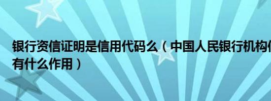 银行资信证明是信用代码么（中国人民银行机构信用代码证有什么作用）