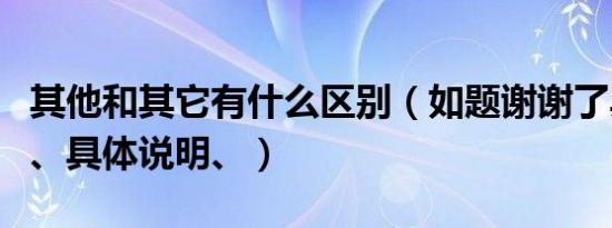 其他和其它有什么区别（如题谢谢了具体说明、具体说明、）