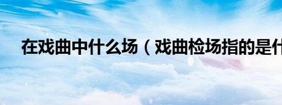 在戏曲中什么场（戏曲检场指的是什么）