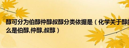 醇可分为伯醇仲醇叔醇分类依据是（化学关于醇的类别：什么是伯醇,仲醇,叔醇）