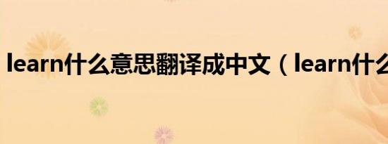 learn什么意思翻译成中文（learn什么意思）