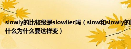 slowly的比较级是slowlier吗（slow和slowly的比较级各是什么为什么要这样变）