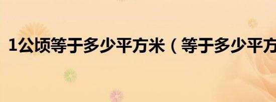 1公顷等于多少平方米（等于多少平方千米）