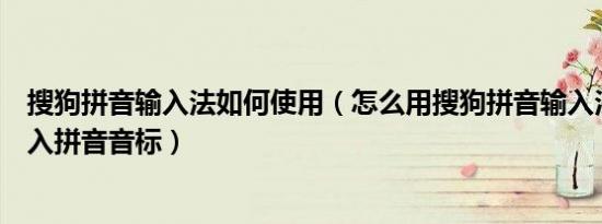 搜狗拼音输入法如何使用（怎么用搜狗拼音输入法软键盘输入拼音音标）