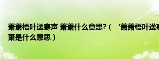 萧萧梧叶送寒声 萧萧什么意思?（‘萧萧梧叶送寒声’的萧萧是什么意思）