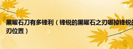 黑曜石刀有多锋利（锋锐的黑曜石之刃哪掉锋锐的黑曜石之刃位置）