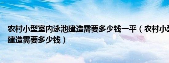 农村小型室内泳池建造需要多少钱一平（农村小型室内泳池建造需要多少钱）