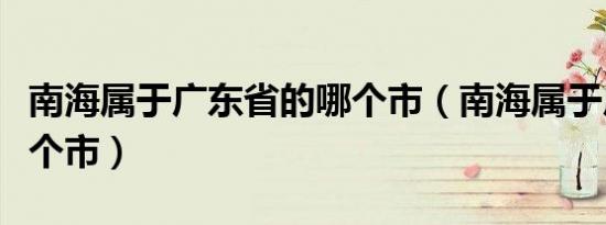 南海属于广东省的哪个市（南海属于广东省哪个市）