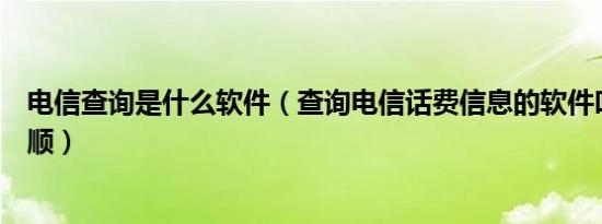 电信查询是什么软件（查询电信话费信息的软件叫什么溜溜顺）