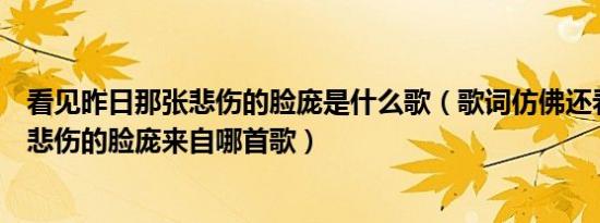 看见昨日那张悲伤的脸庞是什么歌（歌词仿佛还看见昨日那悲伤的脸庞来自哪首歌）