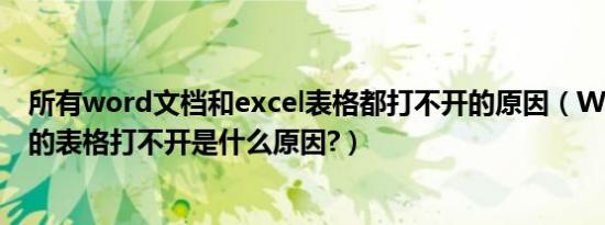 所有word文档和excel表格都打不开的原因（Word文档中的表格打不开是什么原因?）