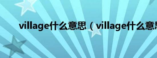 village什么意思（village什么意思）