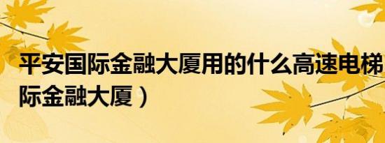 平安国际金融大厦用的什么高速电梯（平安国际金融大厦）