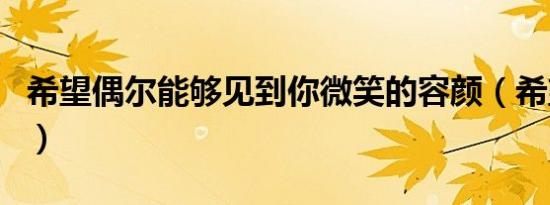 希望偶尔能够见到你微笑的容颜（希望ol声望）