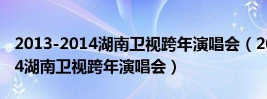 2013-2014湖南卫视跨年演唱会（2013 2014湖南卫视跨年演唱会）