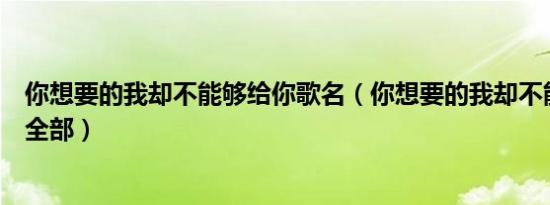 你想要的我却不能够给你歌名（你想要的我却不能够给你我全部）