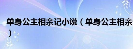 单身公主相亲记小说（单身公主相亲记主题曲）