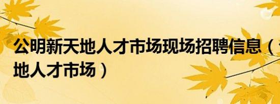 公明新天地人才市场现场招聘信息（公明新天地人才市场）