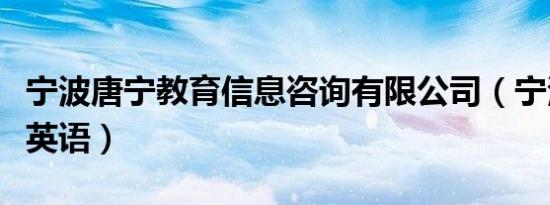 宁波唐宁教育信息咨询有限公司（宁波唐宁街英语）