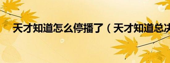 天才知道怎么停播了（天才知道总决赛）