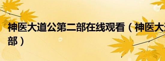 神医大道公第二部在线观看（神医大道公第二部）