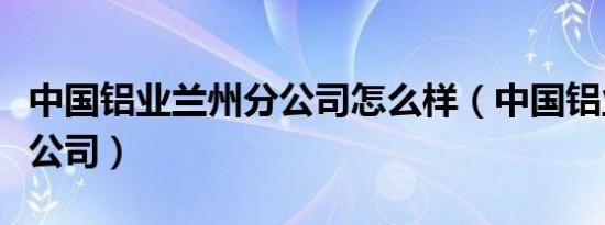 中国铝业兰州分公司怎么样（中国铝业兰州分公司）