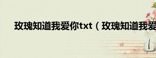 玫瑰知道我爱你txt（玫瑰知道我爱你）