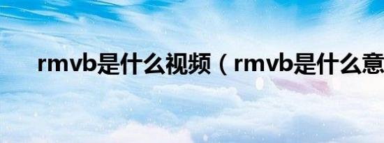 rmvb是什么视频（rmvb是什么意思）