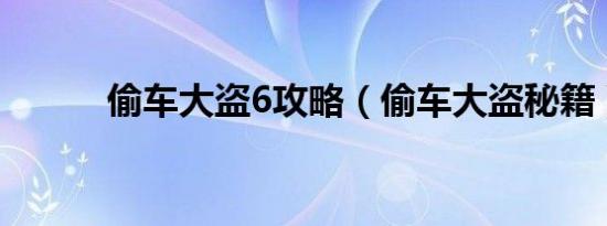 偷车大盗6攻略（偷车大盗秘籍）