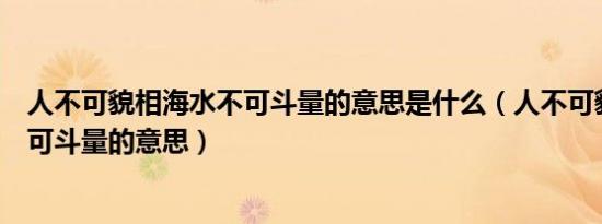 人不可貌相海水不可斗量的意思是什么（人不可貌相海水不可斗量的意思）