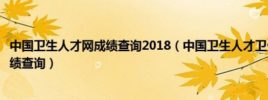 中国卫生人才网成绩查询2018（中国卫生人才卫生网官网成绩查询）