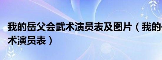 我的岳父会武术演员表及图片（我的岳父会武术演员表）