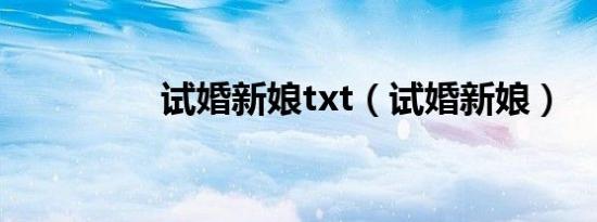 试婚新娘txt（试婚新娘）