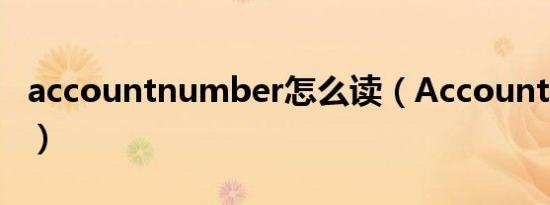 accountnumber怎么读（Accountnumber）