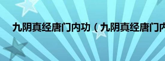 九阴真经唐门内功（九阴真经唐门内功）