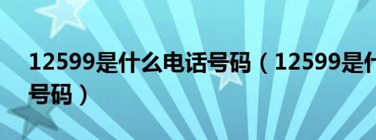 12599是什么电话号码（12599是什么电话号码）