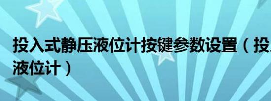 投入式静压液位计按键参数设置（投入式静压液位计）