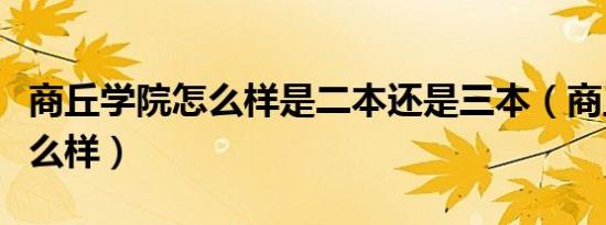 商丘学院怎么样是二本还是三本（商丘学院怎么样）