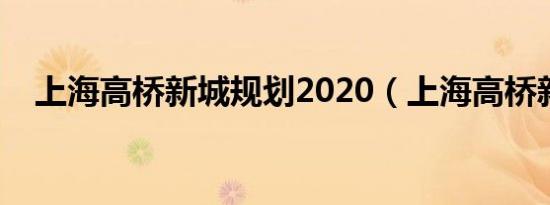 上海高桥新城规划2020（上海高桥新城）