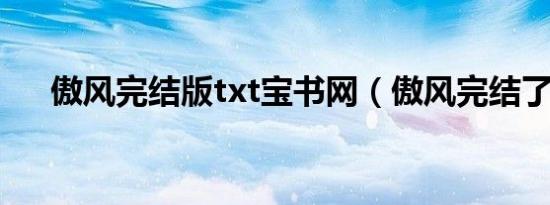 傲风完结版txt宝书网（傲风完结了吗）