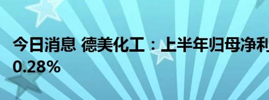 今日消息 德美化工：上半年归母净利同比增30.28%