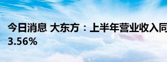 今日消息 大东方：上半年营业收入同比下降63.56%