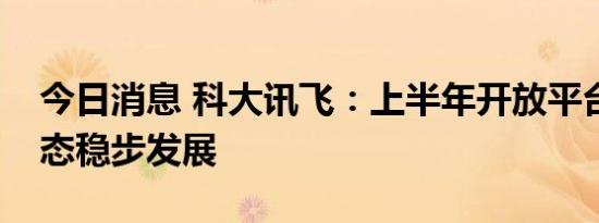 今日消息 科大讯飞：上半年开放平台产业生态稳步发展