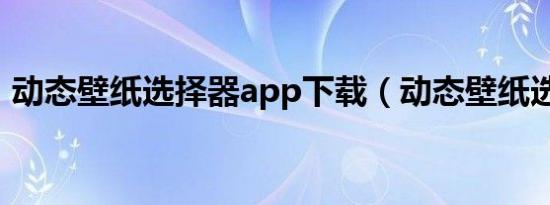 动态壁纸选择器app下载（动态壁纸选择器）