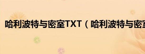 哈利波特与密室TXT（哈利波特与密室txt）