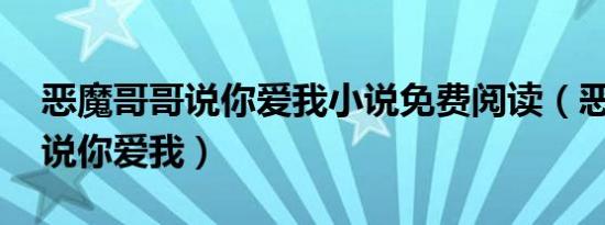 恶魔哥哥说你爱我小说免费阅读（恶魔哥哥 说你爱我）