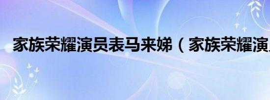 家族荣耀演员表马来娣（家族荣耀演员表）