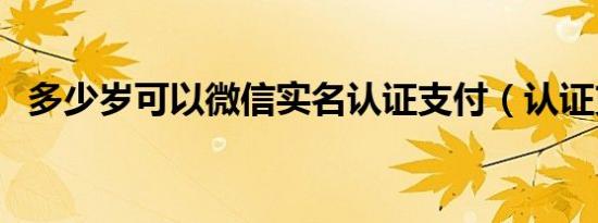 多少岁可以微信实名认证支付（认证支付）