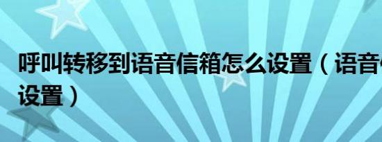 呼叫转移到语音信箱怎么设置（语音信箱怎么设置）