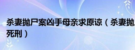 杀妻抛尸案凶手母亲求原谅（杀妻抛尸凶手获死刑）